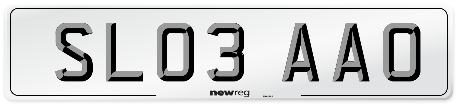 SL03 AAO Number Plate from New Reg